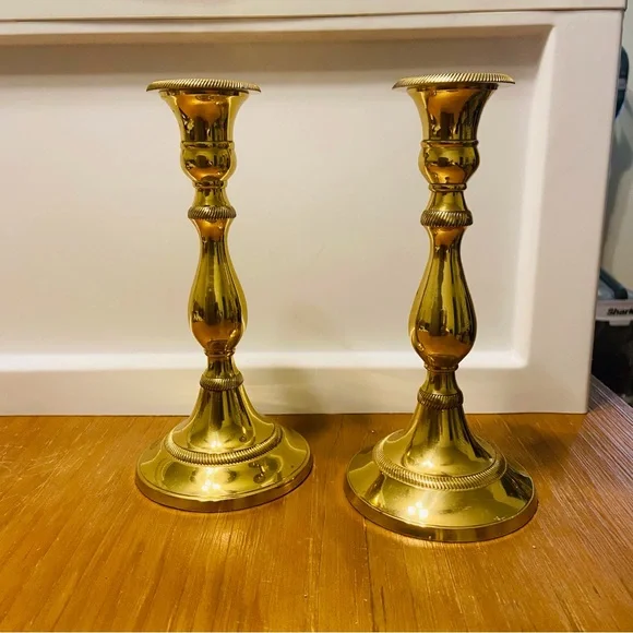 Andrea by Sadek Brass Candlesticks a Pair - Picture 10 of 15